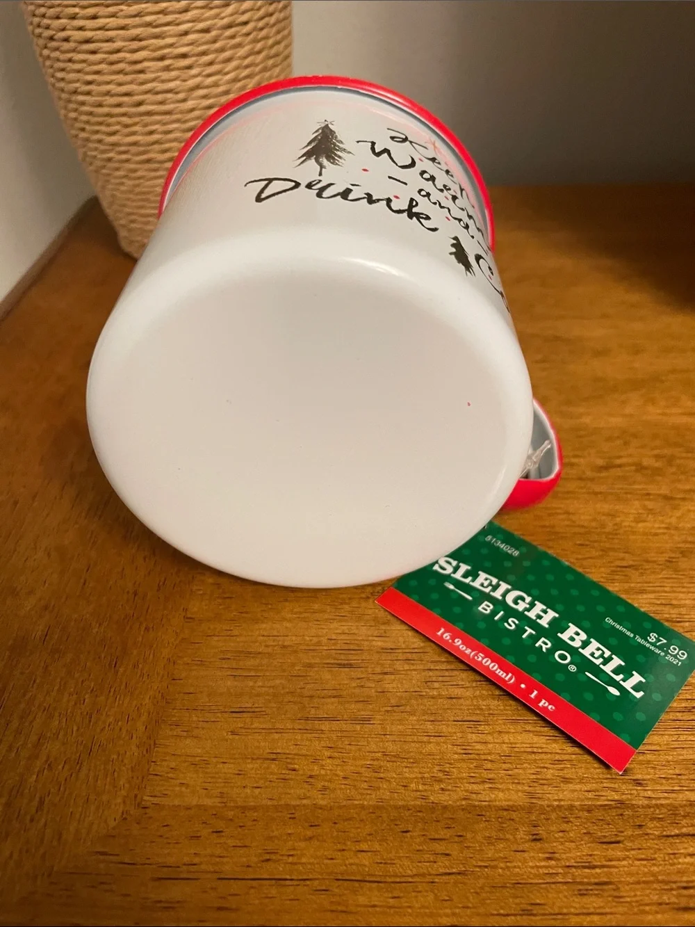 NWT Large SLEIGH BELL BISTRO Christmas Mug Hot Cocoa Tea Coffee Cup Enamelware